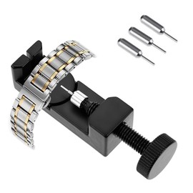 Metal Adjustable Watch Band Strap Bracelet Link Pin Remover Repair Tool Kit Set for Watchmakers with Pack of 3 Extra Pins (Black)