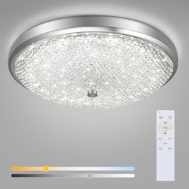 OOWOLF Flush Mount Ceiling Light 12.67inch, 40W 2700-6500K Adjustable Close to Ceiling Lights with Remote, LED Ceiling Light Fixture for Living Room, Bedroom, Dining Room, Night Light Memory Timing