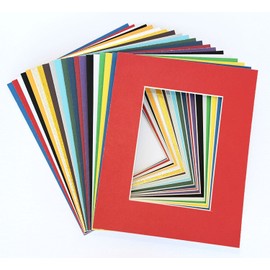 Pack of 25 sets 8x10 MIXED COLORS Picture Mats Mattes Matting for 5x7 Photo + Backing + Bags