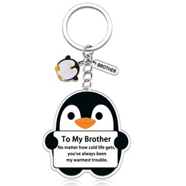 Uerifr Best Brother Gifts from Sister Birthday Gifts for Brother Adult Acrylic Penguin Keychain Gift for Brothers Sibling Big Brothers Gift for Christmas Stocking Stuffers for Men