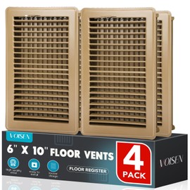 VOISEN Floor Register 6x10, 4 Pack Floor Vent Covers, Steel Adjustable Air Supply Grille Register Vent Cover Grill for Sidewall and Floor, Vent Covers for Home Floor,Brown