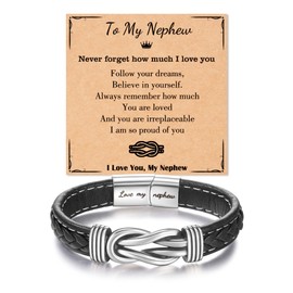 Tarsus Nephew Gifts from Auntie, Nephew Leather Bracelet from Aunt Uncle, Teenage Teen Boys Gift Ideas, Confirmation Christmas Birthday Gifts for Nephew