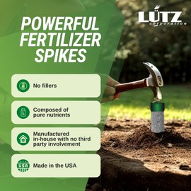 Lutz Corporation Maple-Birch Tree Fertilizer Spikes, Plant Food Spikes for Tree & Shrubs - Easy Application, Treats Common Deficiencies - Manganese, Sulfur, Nitrogen - Pack of 40