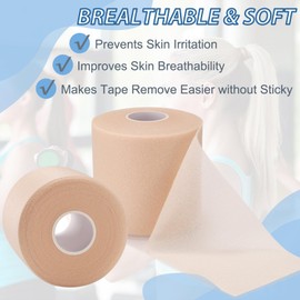 Noverlife 5 Rolls Foam Underwrap Tape, Elastic Pre Wrap Athletic Tape Breathable Sports Foam Underwrap Bandage Tape, Athletic Foam Tape for Wrists Elbows Knees Ankles & Hair, 2.75inx30YD, Beige