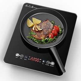 VBGK Portable Induction Cooktop, 2200W Induction Burner Electric Countertop Burner with LED Touch Screen, 9 Temperature Power Setting Induction Cooker Cooktop with Kids Safety Lock and Timer…