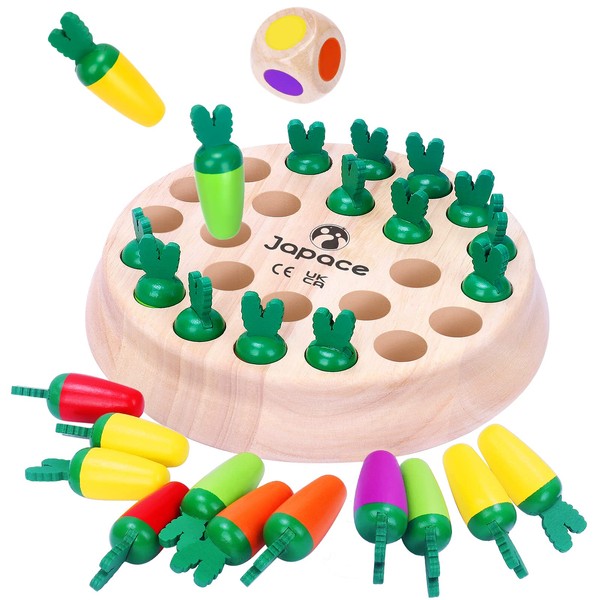 Japace Wooden Memory Game, Carrot Chess Children's Game Educational Toy