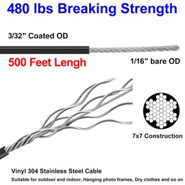 BLIKA Globe String Light Suspension Kit, Outdoor Light Guide Wire, 500FT Coated Stainless Steel 304 Wire Rope, String Light Hanging Kits, Light Hanging Kit