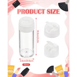 Liobelon 6 Pieces Mini Empty Loose Powder Bottle 15g Double Flap Clear Plastic Travel Jars With Hole for Beads, Powder, Glitter, Eyeshadow and Travel Samples