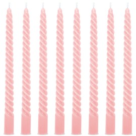 Whaline 8Pcs 10 Inch Baby Pink Spiral Taper Candles Dripless Twisted Wax Candles Long Unscented Candle Sticks for Home Party Dinner Table Supplies