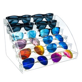 Minedecor 12 Piece Plastic Sunglasses Organizer Clear Eyeglasses Display Case 6 Tier Ey...