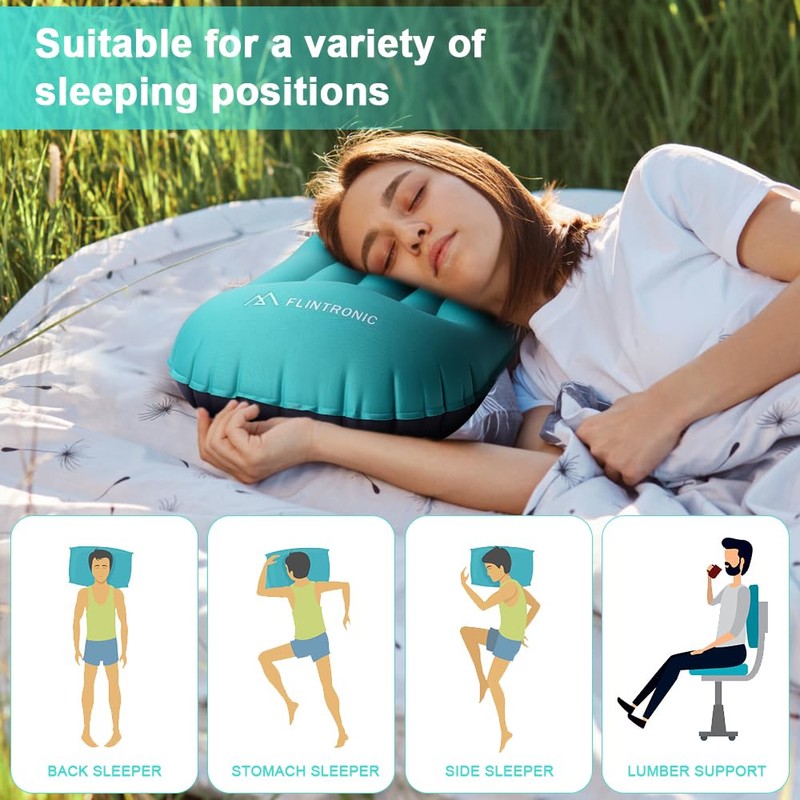 flintronic Inflatable Camping Pillow, TPU Ultralight Inflatable Cushion for Beach,