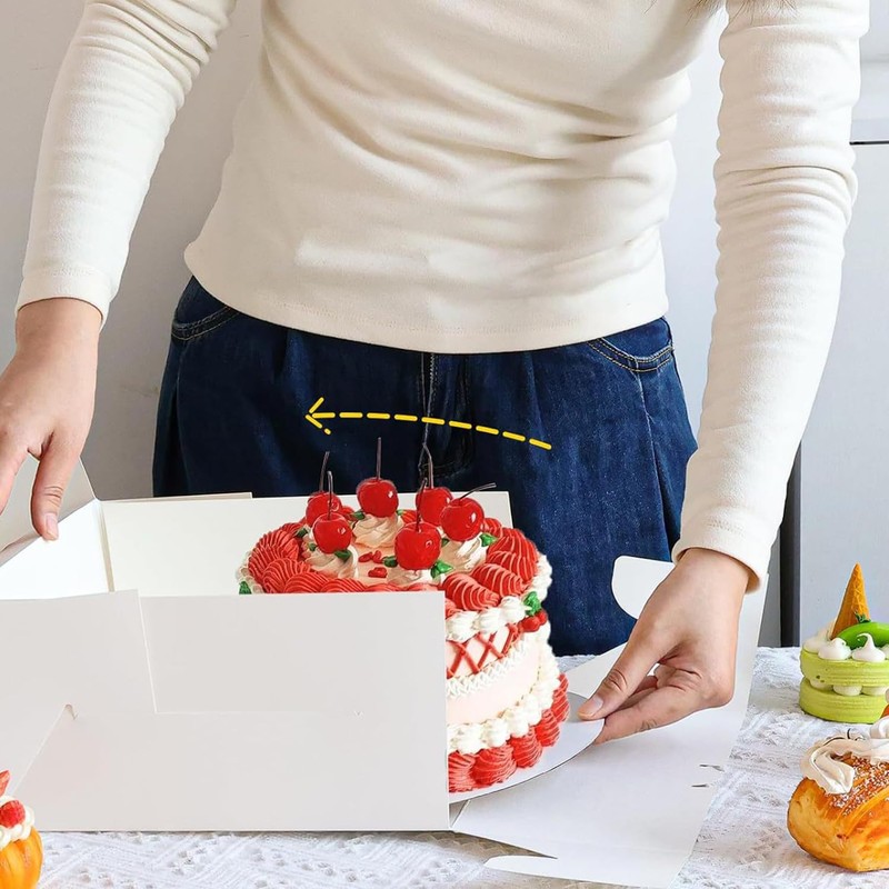 KoberrLi 2 Pack Cake Boxes with Ribbons 12x12x12 inch Tall