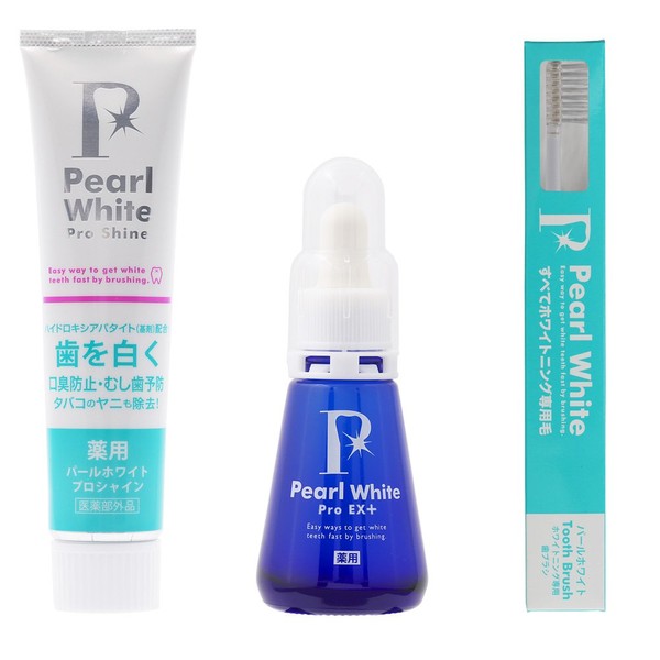 New! Medicated Pearl White Pro EX Plus 1 Piece + Shine 4.2 oz (120 g) 1 Piece + Dedicated Toothbrush Limited Set Whitening Odor Remover