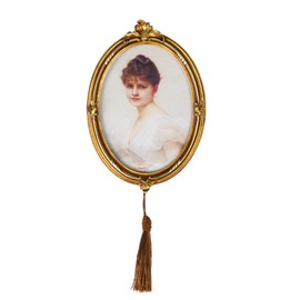 SDlumeiy Oval 5x7 inch Resin Picture Frame with Tassel Tabletop and Wall Mounted Frames for Room and Living Room Decoration (Vintage Gold 5x7)