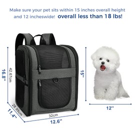Apollo Walker Pet Carrier Backpack for 4-18lb Cats and Dogs, Puppies, Safety Features and Cushion Back Support | for Travel, Hiking, Outdoor Use (Gray)