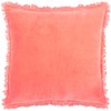 Furn. Gracie Velvet Fringed Cushion Cover, Coral, 45 x 45