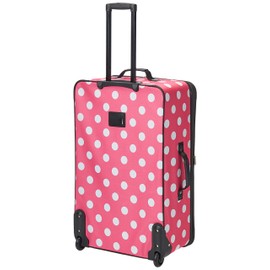 Rockland Polka Softside Upright Luggage Set, Expandable, Lightweight, Pink Dots, 4-Piece (14/19/24/28)