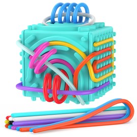 Silicone Sensory Activity Board – Fidget Travel Toys for Kids & Toddler, ADHD Autism Anxiety Relief Items (Blue)