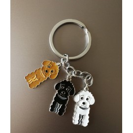 BbearT® Dog ID Tag,Three Dogs Key-ring Keychain,Cute Metal Puppy ID Tags Dog Keyring Keyfob Key Tags Car Keyring Bag Charm Birthday (Three Color Poodle)