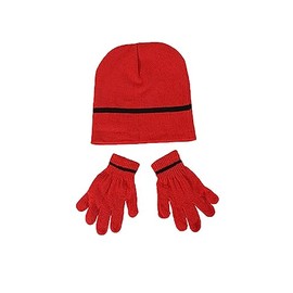 Boys Children's Hat And Gloves Set Kid's Warm Beanie Hat & Gloves Set for Winter Autumn Red