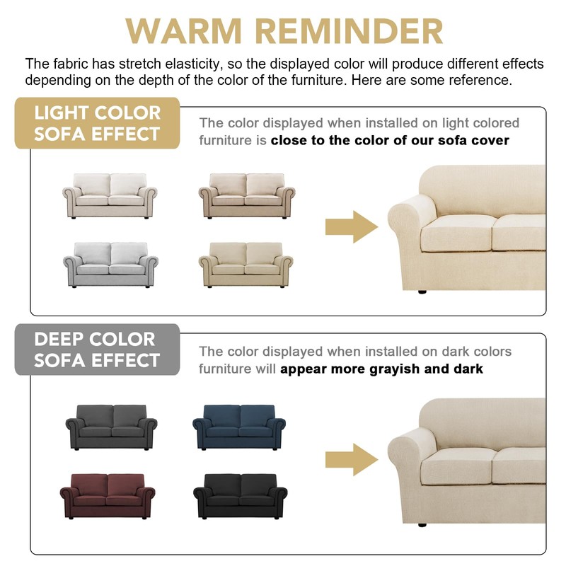 H.VERSAILTEX 3 Piece Stretch Sofa Covers for 2 Cushion Loveseat