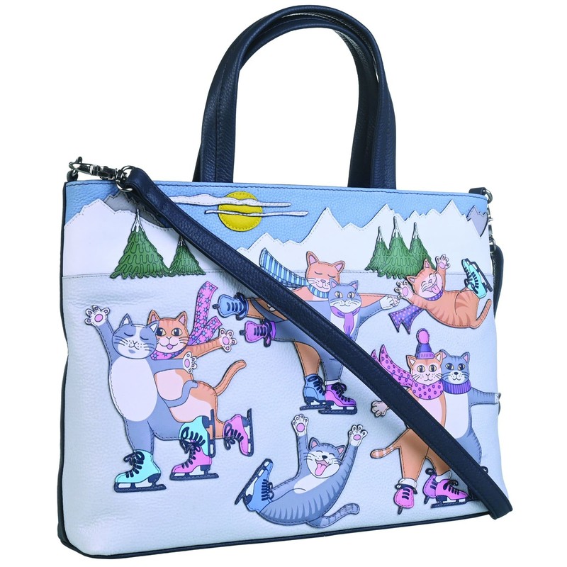 Mala Leather Skating Cats Collection Leather Grab/Cross Body Bag 7293_84