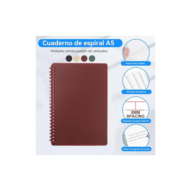 Pcs Cuaderno Espiral Libreta Notas 480 Hojas Libretas Color Tapa