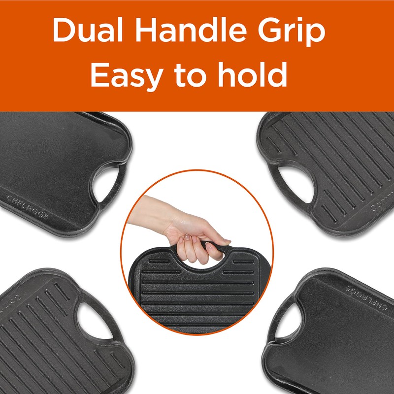 Commercial CHEF Cast Iron Griddle, Reversible Grill Griddle with Dual