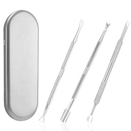 Nail Cuticle Pusher 3PCS, Stainless Steel Dual Head Cuticle Remover Tool for Manicures and Pedicures (Silver)