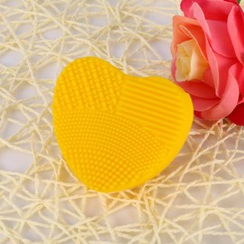 Esterilla Limpiadora De Brochas De Maquillaje, Limpiador De Silicona Para Brochas De Maquillaje En Forma De Corazón Herramienta De Lavado Portátil Para Viajes En Casa (Amarillo)