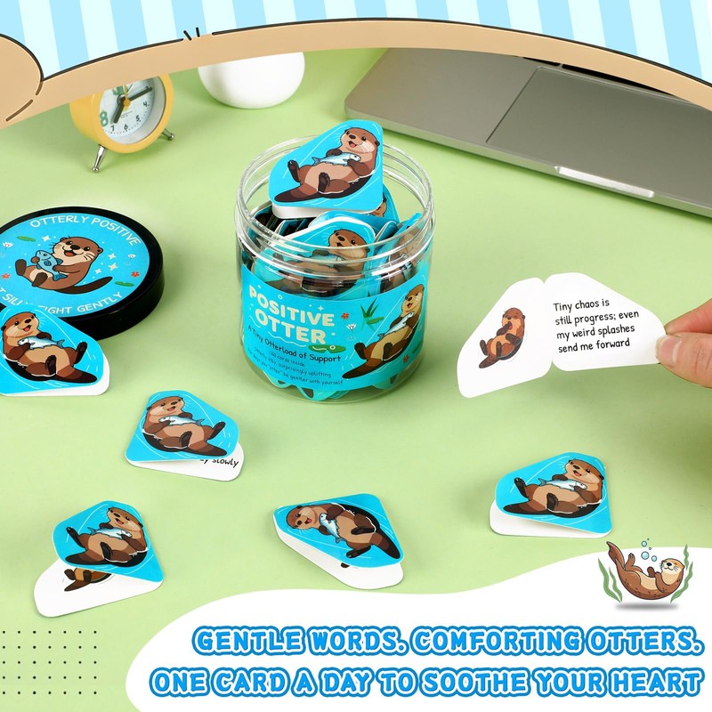 JULEASEL Positive Otter Cards Jar – 60 Cute Positive Affirmations