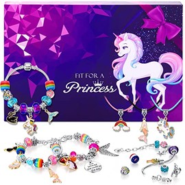 DIVAS MODE - Kit de fabricación de pulseras de unicornio/sirena para niñas de 6 a 8 años, abalorio y suministros para hacer joyas