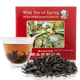 The Spring Tea Premium Grade Wild Tree Black Tea From 300+ Year Old Tree, Loose Leaf Tea, Organic, With Individual Pack, Just harvested in Spring, Exquisite, Handpicked, Gift Package, 3.5oz/100g