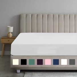 Rohi King Size Fitted Sheet 100% Microfibre – 16'' (40cm) Extra Deep Fitted Sheet with All Around Elastic – Ultra Soft, Hypoallergenic & Durable Bed Sheet – Bottom Sheet (White – 150 x 200cm)