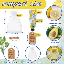 Dansib 48 Sets Winter Baby Shower Hand Cream Gift Party Favors for Guests Gift Bulk Mini Travel Size Hand Lotion Set for Guests(Lemon)