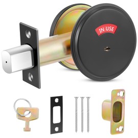 Tandefio 1 Pcs Deadbolt with Occupancy Indicator, Vacant Occupied Bathroom Lock 304 Stainless Steel Lock Indicator for Commercial Restroom Fit Door Thickness from 1 3/8" to 2", Satin Chrome (Black)