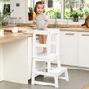 Kids Kitchen Step Stool for Kids with Safety Rail,Solid Wood