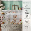 Esmorah Easter Tablecloth Rectangle 60x102 Inch, Grey Plaid Bunny Happy