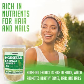 XPRS Nutra Horsetail Extract Powder for Hair, Nails, and Bones - High Potency Horsetail Root Powder - High Silica Content for Maximum Results - Vegan Friendly Horstail Extract (16 oz)