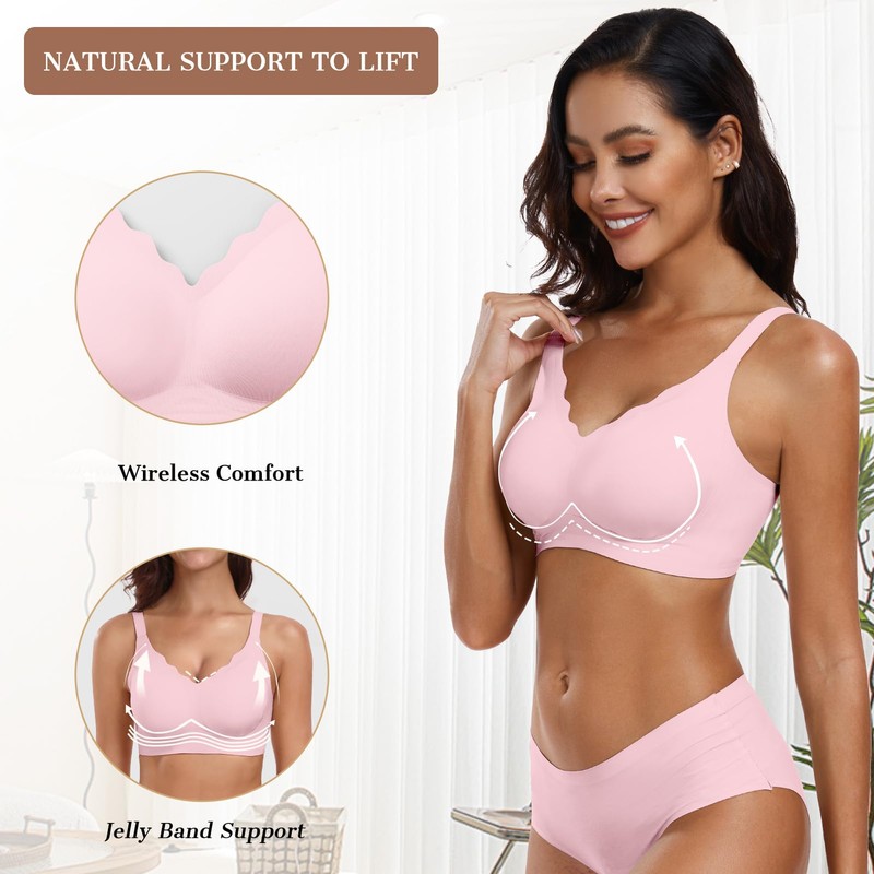 OEAK Womens Wireless Bras Push Up Support Full Coverage Bralettes