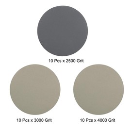 sourcing map 3" Hook and Loop Sanding Disc 2500/3000/4000 Grit Assorted Silicon Carbide Sandpaper for Random Orbit Sander Wet/Dry Polishing 30Pcs
