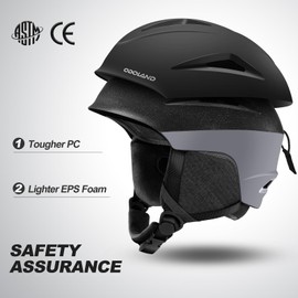 Odoland Ski Helmet, Snowboard Helmet with Ski Goggles for Adults and Youth, Audio Compatible, Shockproof, Windproof, Safety Snow Sports Helmet and Protective Glasses for Men Women, Black, M