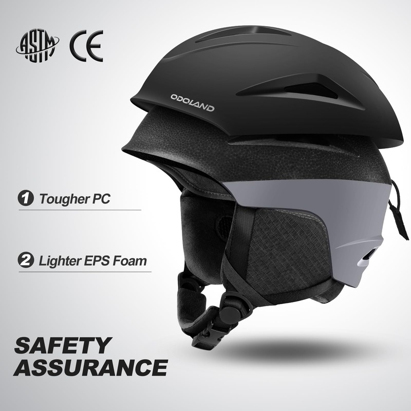 Odoland Ski Helmet, Snowboard Helmet with Ski Goggles for Adults