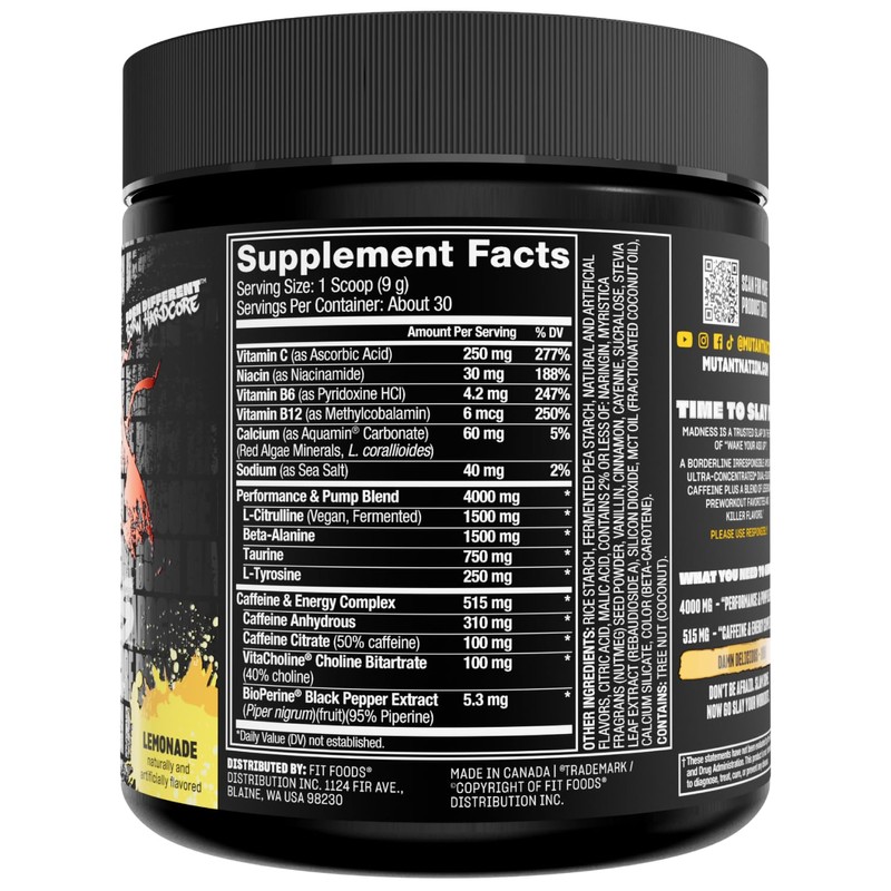 Mutant Madness | Pre Workout Powder Performance and Pump Blend