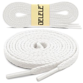 DELELE Flat Shoe Laces for Sneakers: 43 inch White 6/25 inch Narrow Athletic Shoelaces 2 Pair