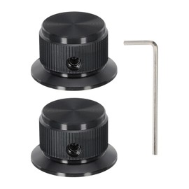 MECCANIXITY Aluminium Potentiometer Knobs 6mm Guitar Control Knobs 1/4" Shaft for Guitar,Bass,Audio,Power Amplifiers,Volume Control 24mm/0.94" Diam Black Pack of 2(with Un Wrench)