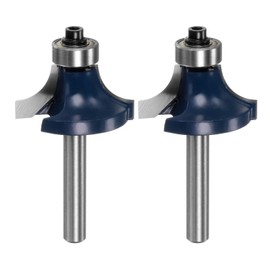 HARFINGTON 2pcs Roundover Router Bit 1/4 Shank 3/8" Radius Carbide Tipped Edge Rounding Over Bit with Bearing Guide, Woodworking Milling Rounding Tool