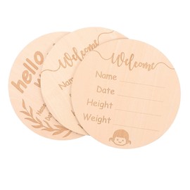 CORHAD 3pcs Birth Milestone Cards Set Wooden Name Signs for Newborns Monthly Growth Announcement Props for Photography Keepsakes