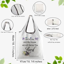 JYTAPP Bible Verse Foldable Shopping Bag We Will Serve The Lord Joshua 24:15 Christian Reusable Grocery Bag Religious Gift (WHITE)