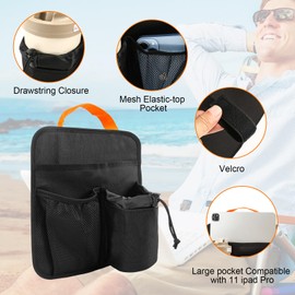CYMNER Armrest Organiser Bag, Universal Chair Armrest Hanging Bag for Outdoor Camping Chair Beach Chair Garden Lounger Sun Lounger Balcony Lounger Wheelchair with Cup Holder Phone Holder
